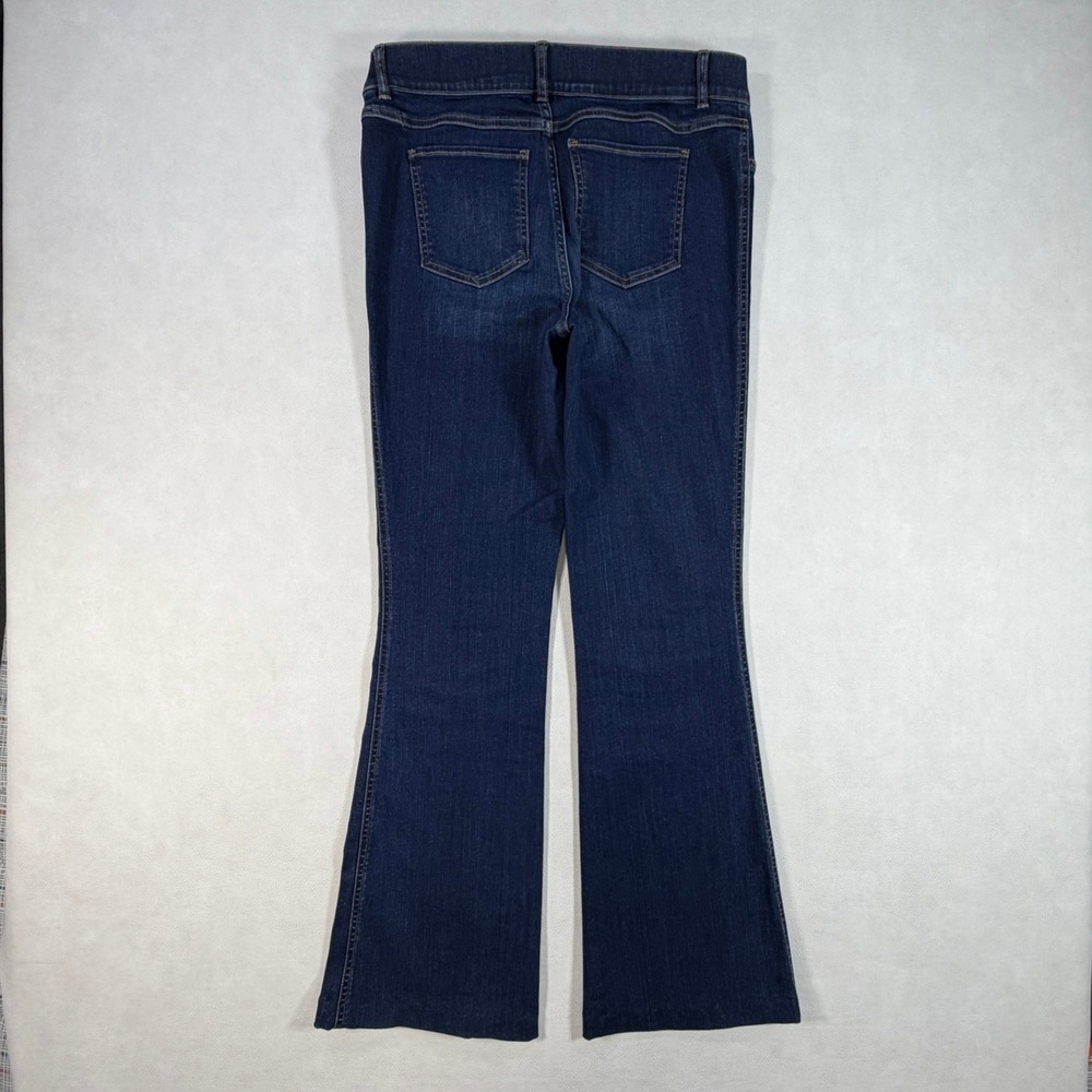 Spanx Flare Jeans Size Large Dark Indigo Pull On High Rise Denim Pants L - Picture 2 of 13